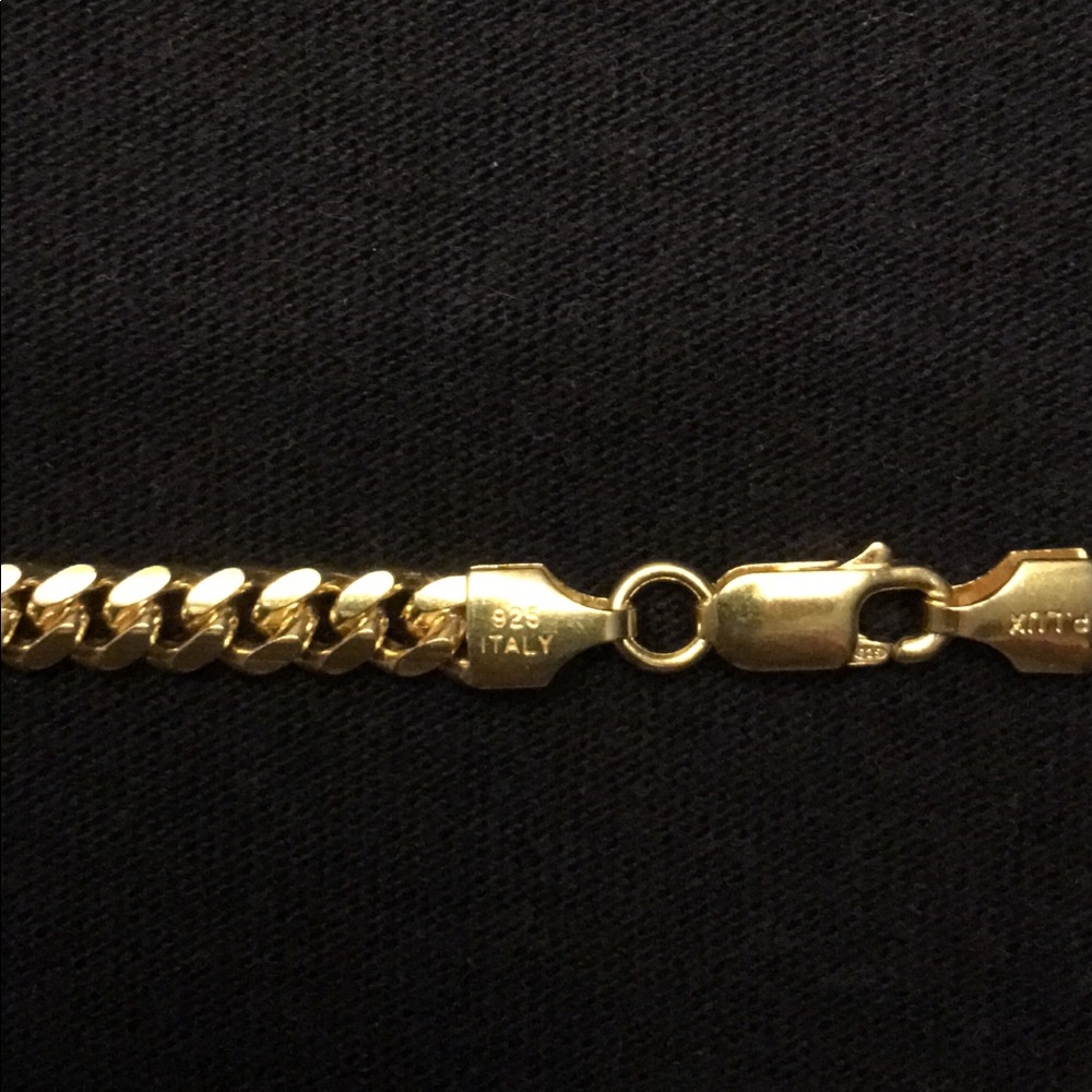 Gold Chain Vermeil Miami Cuban 20in 5mm .925 Italy - Picture 4 of 4